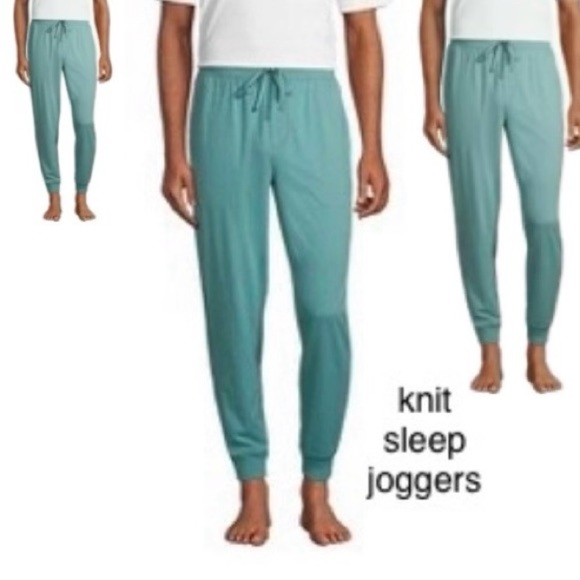 LANDSEND MENS Knit Joggers Pull On All Cotton Lounging or Pajama Pants - Picture 2 of 2